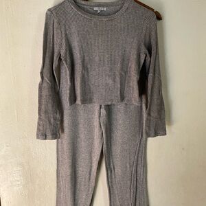 Gray Ribbed Two-Piece Set